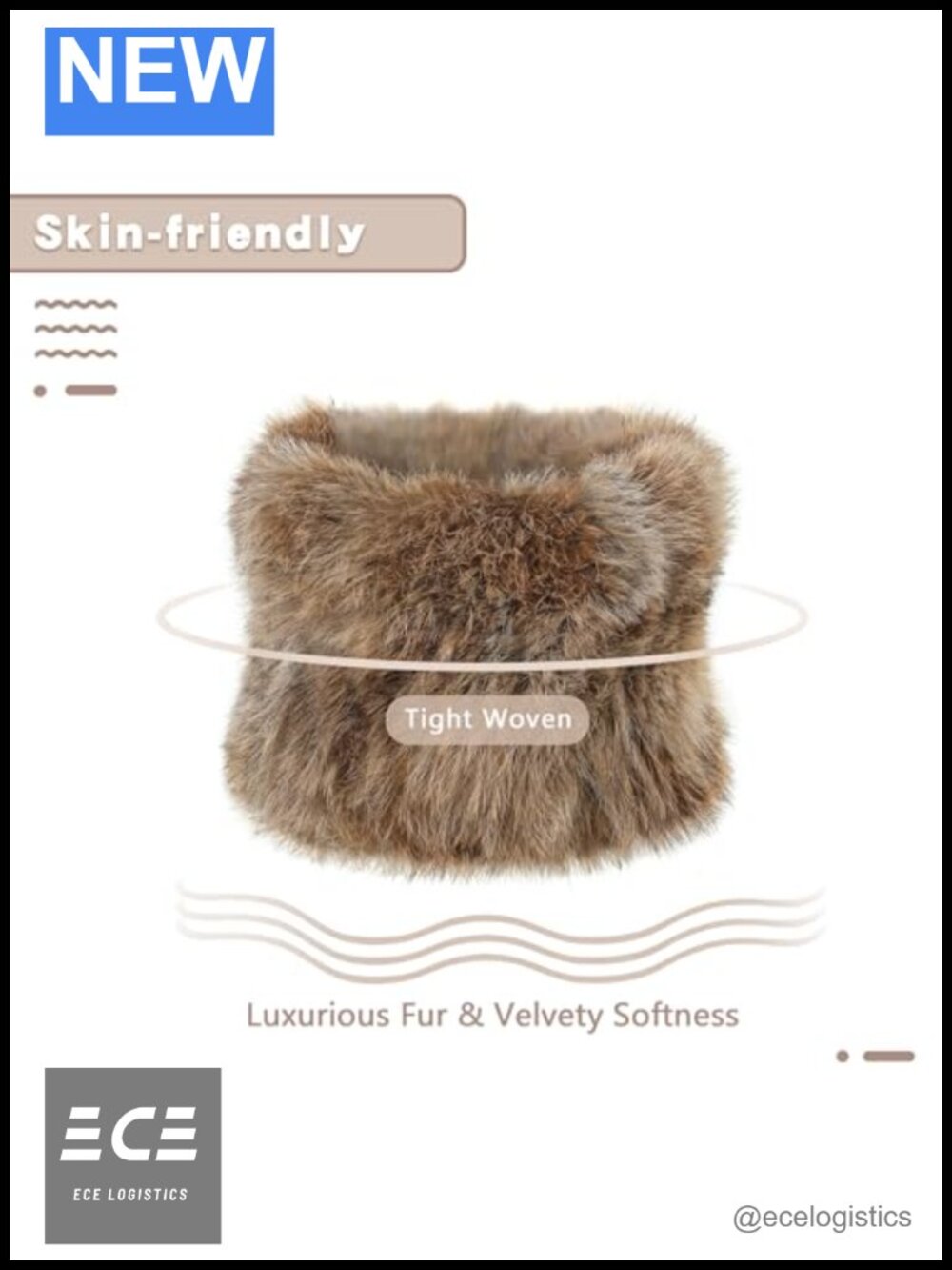 Knitted Rex Rabbit Fur Neck Warmer Infinity Loop Scarf - Picture 2 of 4
